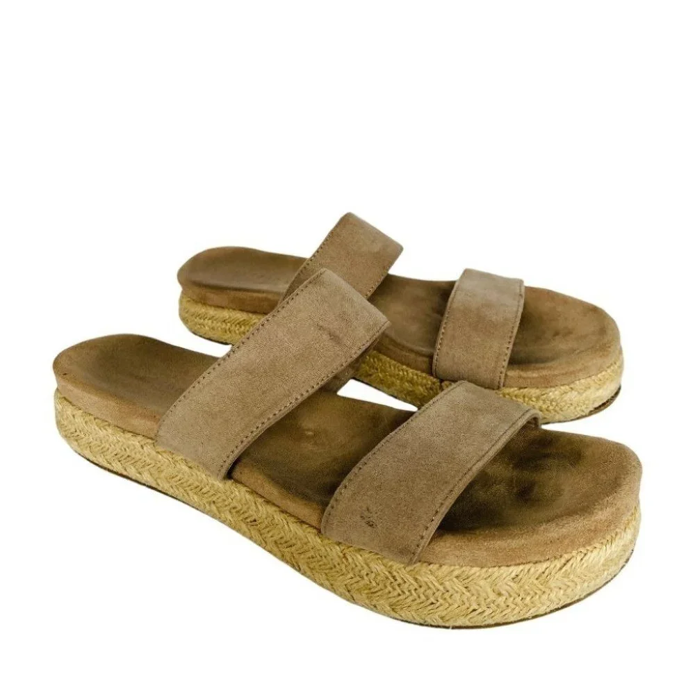 90s Y2K Fashion Steve Madden Platform Espadrille Sandals Taupe Tan
